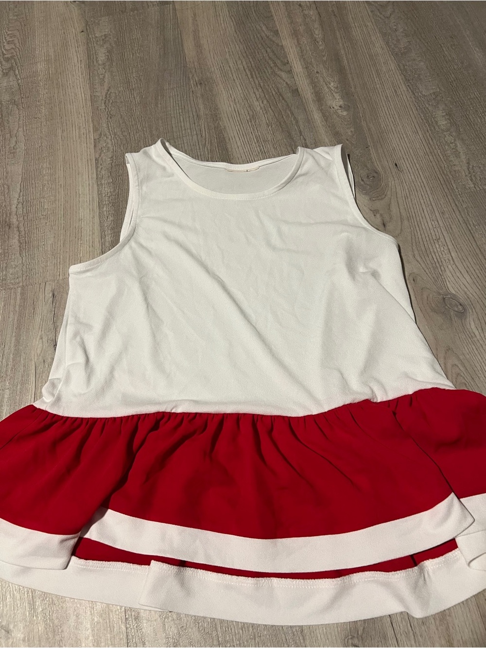 White and Red Ruffled Tank Top